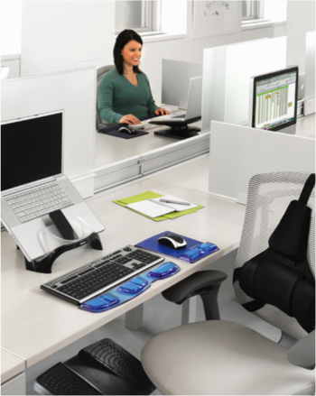 office, computer, desk, business, indoors, technology, furniture, room, sitting, laptop, adult, internet, table, document, contemporary, employee, seat, woman, telephone, chair